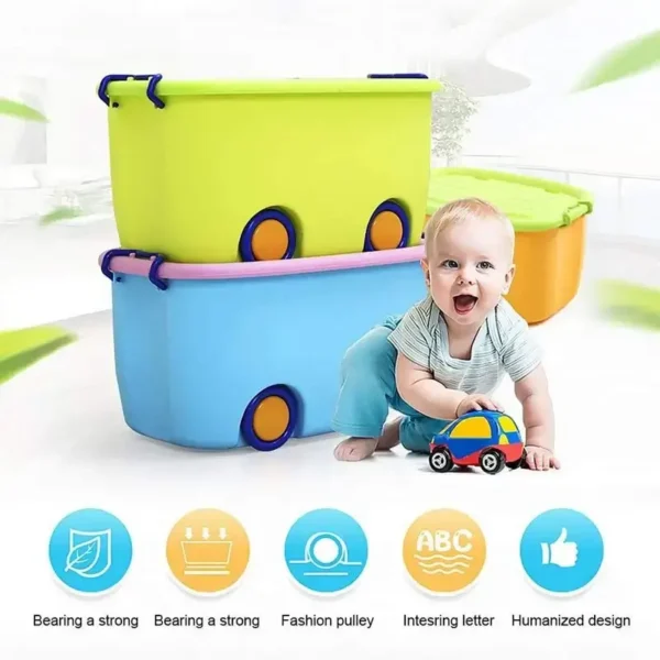 Multi-Purpose Large Toy Storage Box with Wheels and Locks